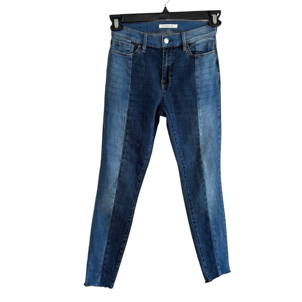 PacSun Jeans Womens Double Wash High Waisted Jegging Raw Hem Sz 24 Stretch Denim